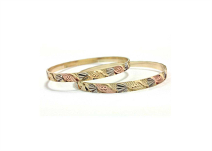 Tri Tone Plated | Flat Bangles